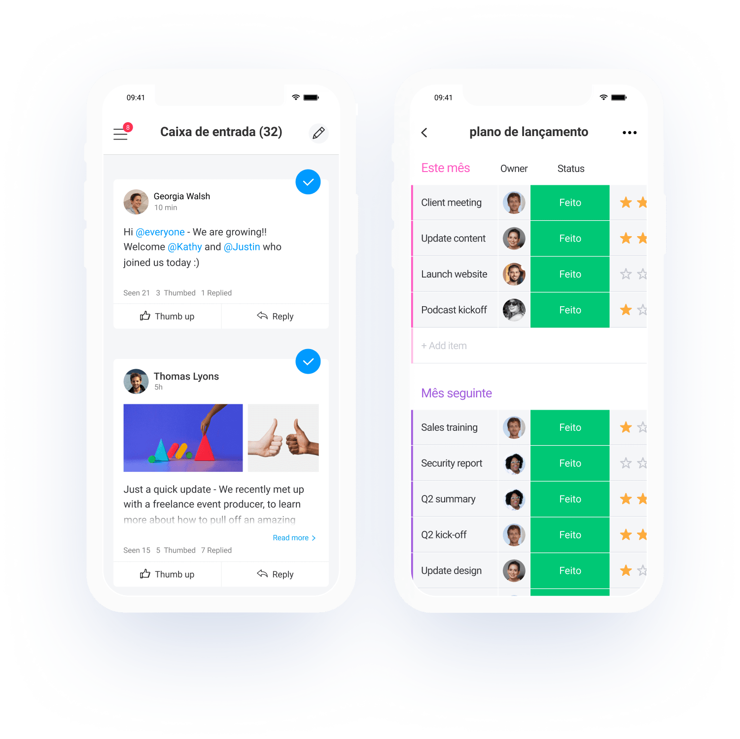 PT mobile screens